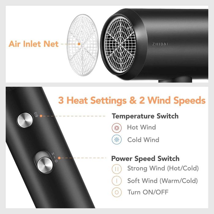 ZHIBAI  професионален йонизационен сешоар