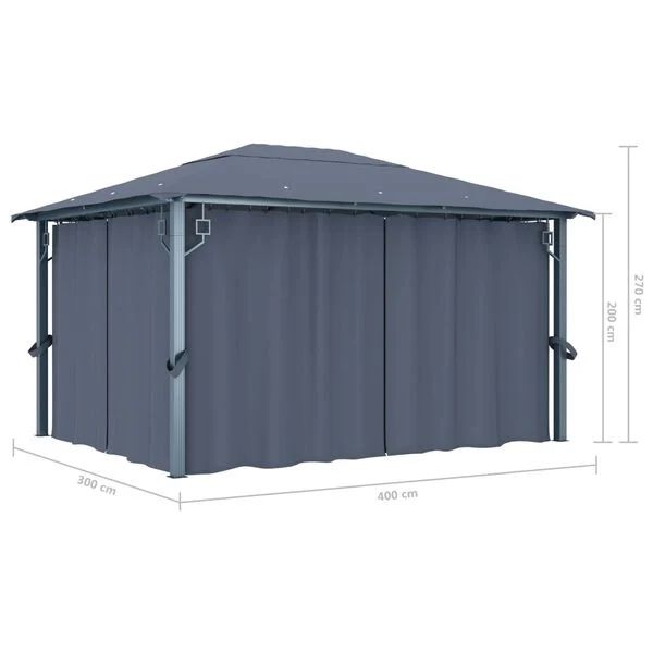 pavilion cort de gradina 3x4 cu perdele si plase tantari