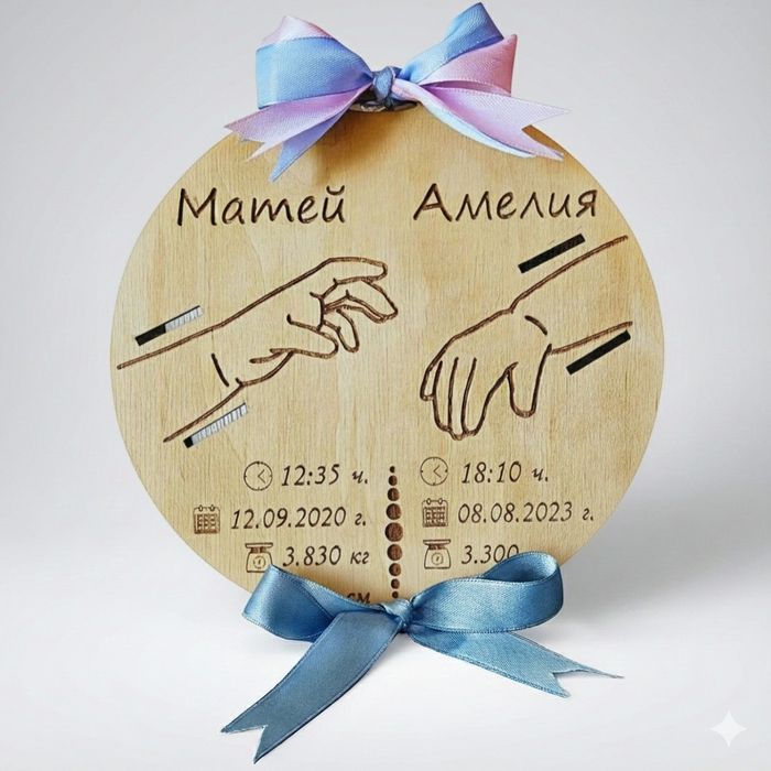 Бебешка визитка от дърво