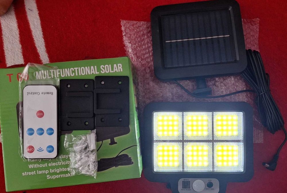 Lampă solară LED T09 cu senzor, telecomandă și panou solar