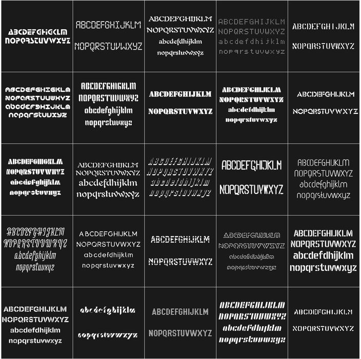 25 Fonturi Stencil Vectoriale – Decupaj Laser CNC Plasmă DXF AI