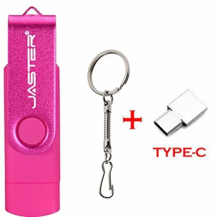 USB flash 128MB + micro USB +адаптер тип C+OTG+елегантен ключодържател