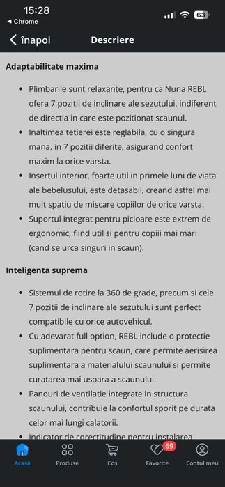 Vând Scaun bebe.. Nuna, cu isofix.