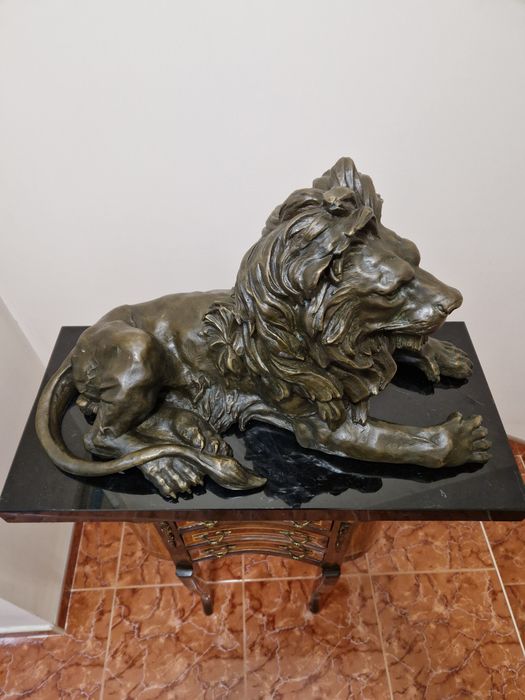 Уникална голяма антикварна бронзова фигура статуетка