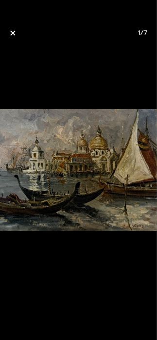 Tablou in ulei pe panza lipit pe carton Venetia