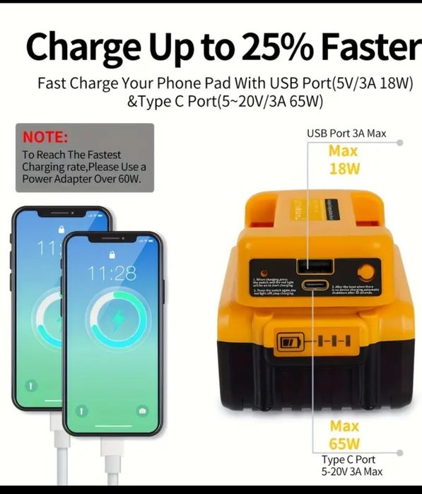 Адаптер за зареждане за батерия  Dewalt