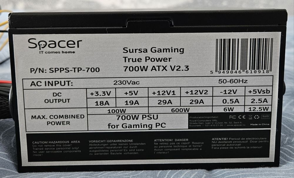 Sursa Gaming pentru Pc Spacer True Power 700w