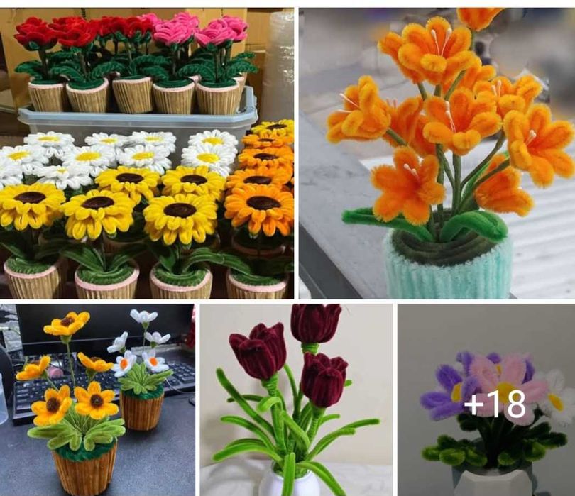 Ръчно плетени цветя