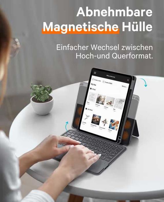 Husă iPad Air 11" cu Tastatură și Touchpad – QWERTZ – Gri – Nouă