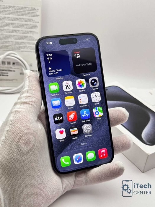 iPhone 15 Pro, 128GB, Blue, 100% батерия, КАТО НОВ, 1г. ГАРАНЦИЯ!