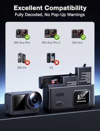 30W PD зарядно кейс с 3 батерии за Insta360 Ace Pro 2 Ace Pro камера