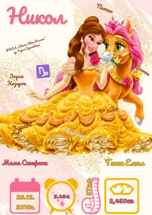 Бебешка   Визитка и надпис за празник, хартиена торта