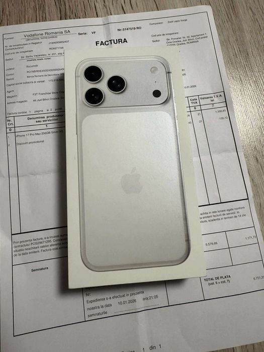 Vand Sau Schimb IPhone 17 PRO Max Silver 256Gb Nou Sigilalt !
