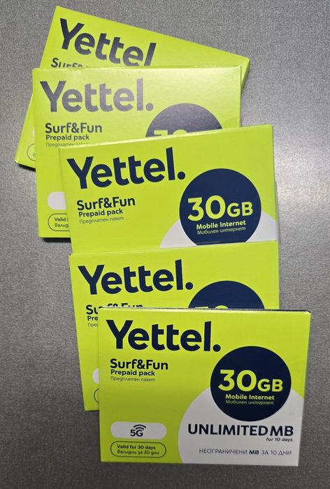 Карта за интернет 30GB Yettel 5G неограничен интернет