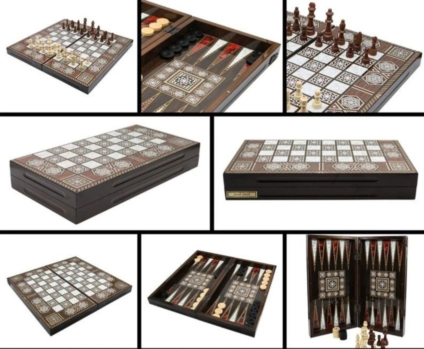 Луксозен ръчно изработен шах и табла  от Египет