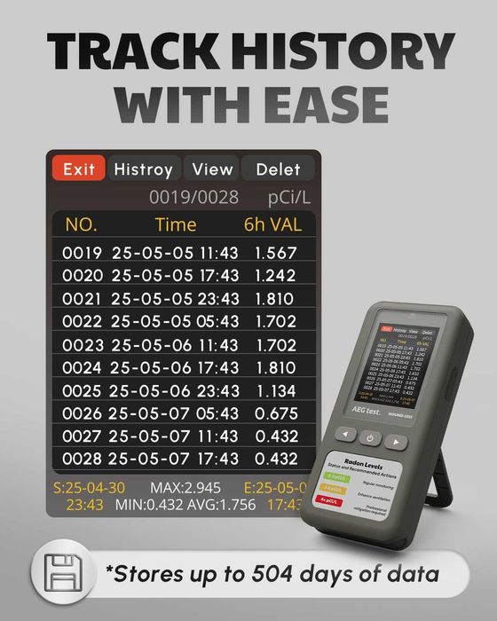 AEGTEST HOUND-1011 Преносим радон детектор за дома, лек, точен сензор