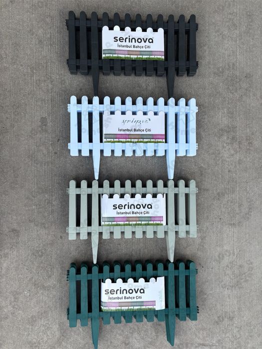 Декоративна градинска ограда за цветя, трева сиво,мръсно бяло и зелено