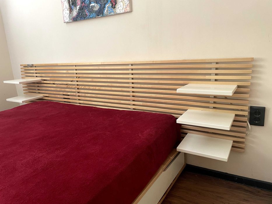 MANDAL Ikea легло с горна табла + матрак 160x202 см