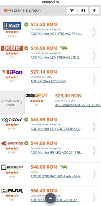 Monitor WLED IPS AOC 27", Full HD (1920x1080), 100Hz, 1ms, Adaptive sync, FlickerFree, Boxe 2W x 2, HDMI, VESA, negru