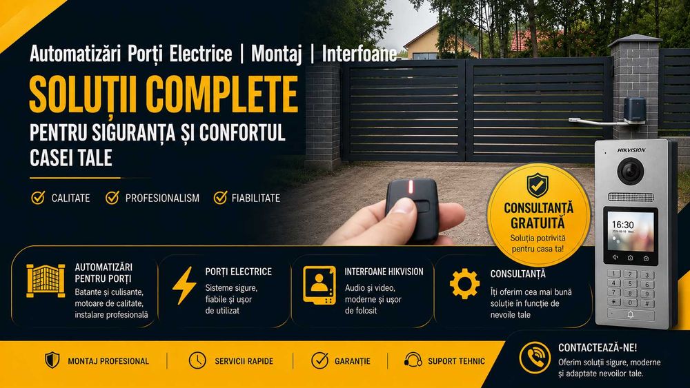 Automatizări Porți Electrice | Montaj | Interfoane | CCTV