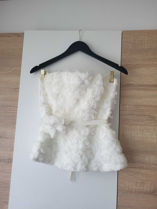 Бял топ с пеплум Christine fashion М размер