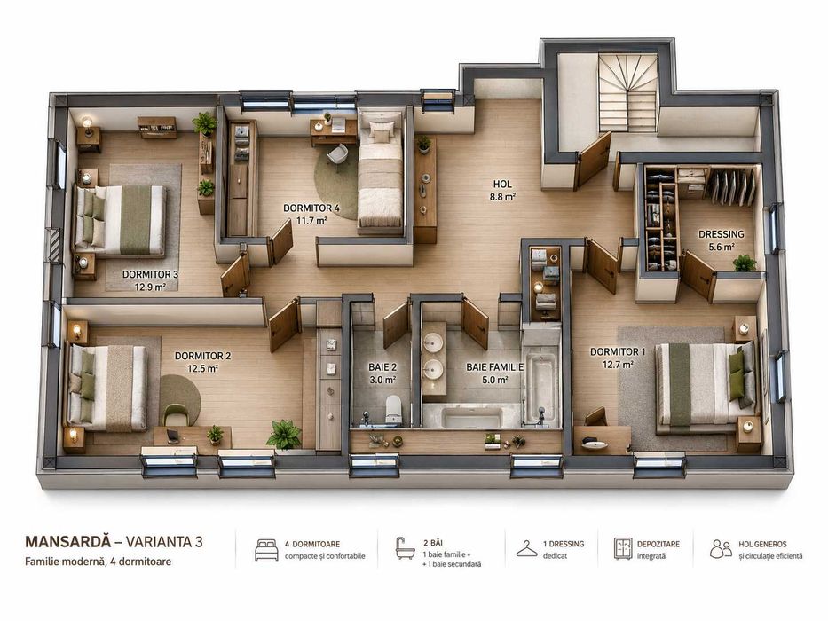 Casa moderna Demisol+P+E+M 320 mp speciala pentru – cabinet medical la parter și locuință privată la etaj, 9km de centrul mun. Cluj-N - Comision 0%