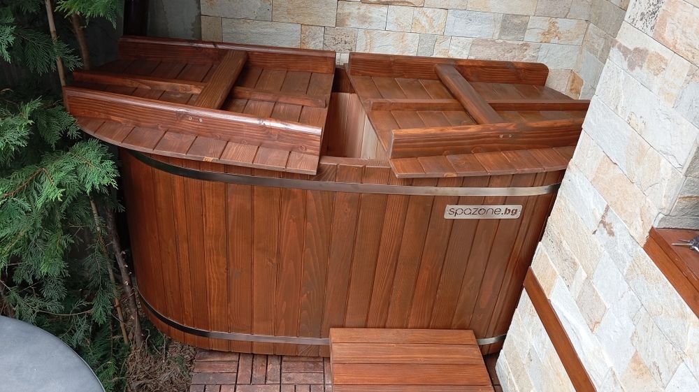 Дървено джакузи ,градинско,японска баня ,с външна печка