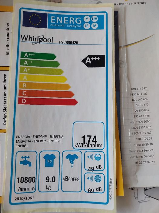 Masina spalat haine Whirlpool Supreme 9 kg și 1400 Rpm