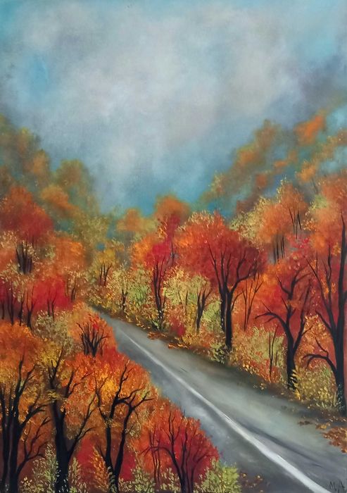 Есенна авторска картина с маслени бои
