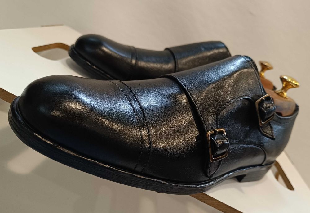 Pantofi monk de lux 40 40.5 lucrati manual Amedeo Testoni NOI piele