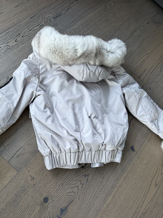 Нова бежова парка с богат естествен косъм лисица зимно яке с качулка