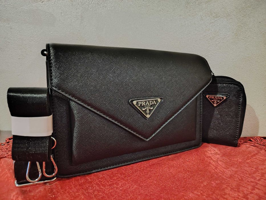 Set Geantă Prada Neagră 3 Piese - NOUĂ