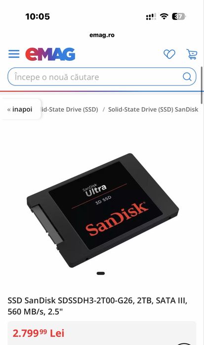 Ssd sata sandisk ultra 3D 2tb nou sigilat original