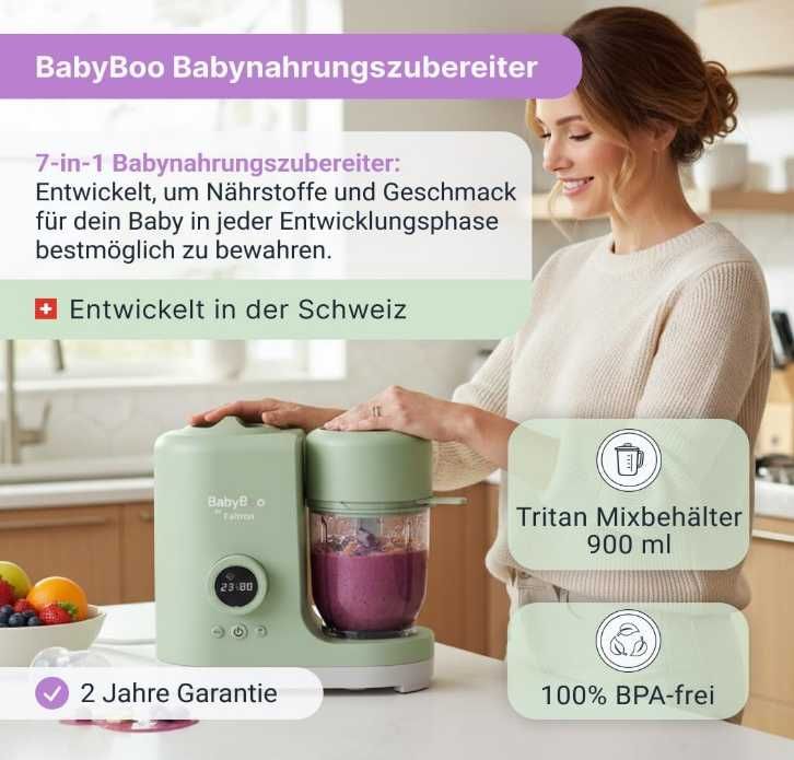 BabyBoo 7-in-1 Уред за Приготвяне на Бебешка Храна
