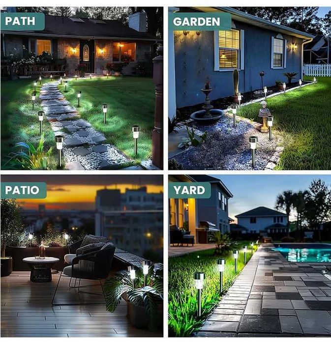 Нови Соларни LED Лампи за Градина и Пътека 8ч Светене 6 броя Комплект