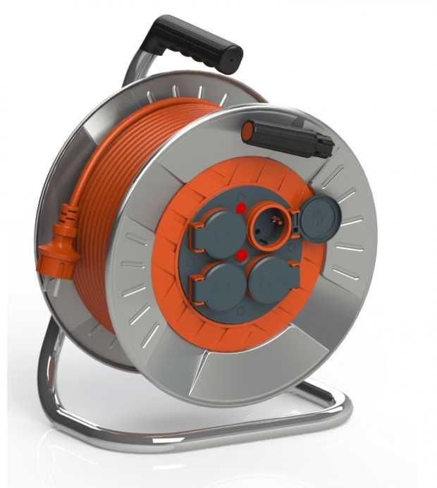 [50МТ 3G1.5mm2] МЕТАЛНА МАКАРА IP44 Heavy Duty Norm™, 4 х 2Р+Е 250V, ТЕРМИЧНА ЗАЩИТА