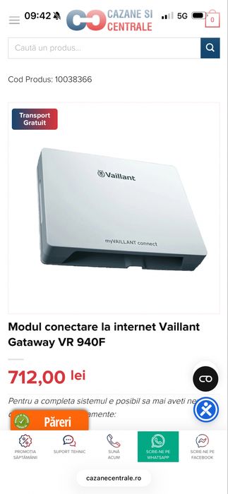 Modul conectare la internet Vaillant Gataway VR 940 F