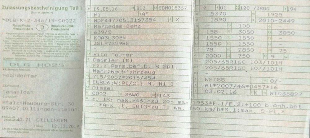 Vand Mercedes vito tourer