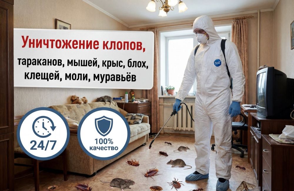 Дезинфекция избавим участки от клопов, тараканов, клещей, крыс, мух!