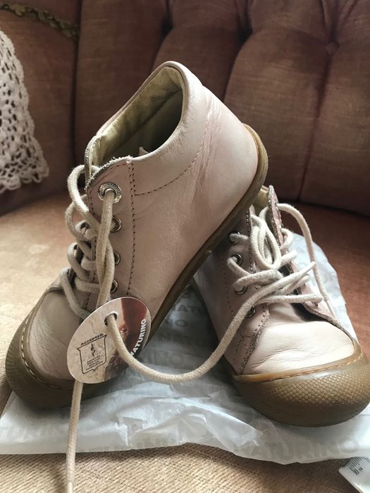 Pantofiori fetite Naturino, 26, piele si brant piele, roz prafuit