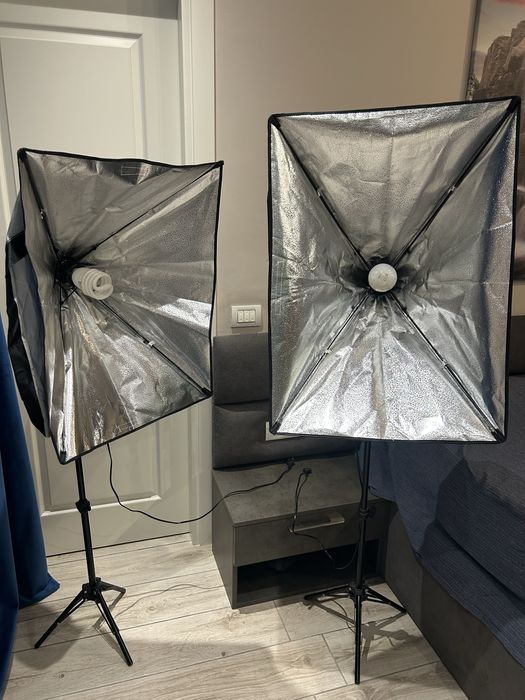 Kit 2 Lămpi Foto/Video (Softbox) cu stative și becuri incluse
