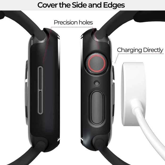 Матов Кейс + Стъклен Протектор за Apple Watch 8 7 6 SE 5 45mm 41 44 40