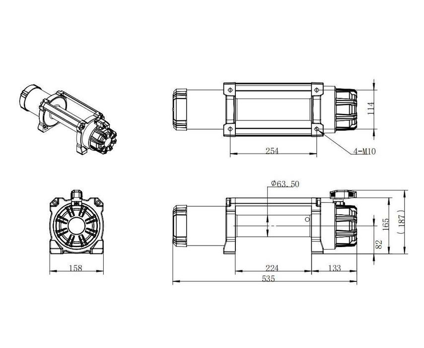 Troliu auto electric 12000lbs/5450kg cu cablu sintetic