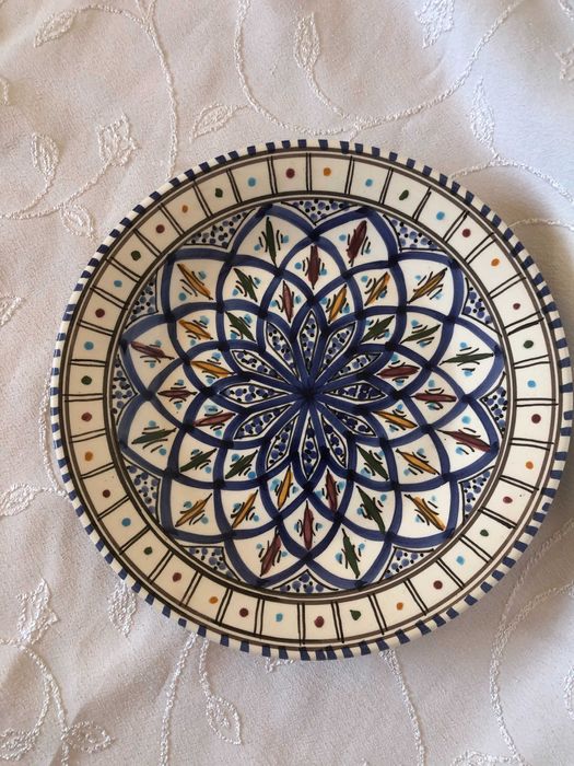 Керамична чиния, ръчна изработка, 25 см. диаметър, уникат, Тунис
