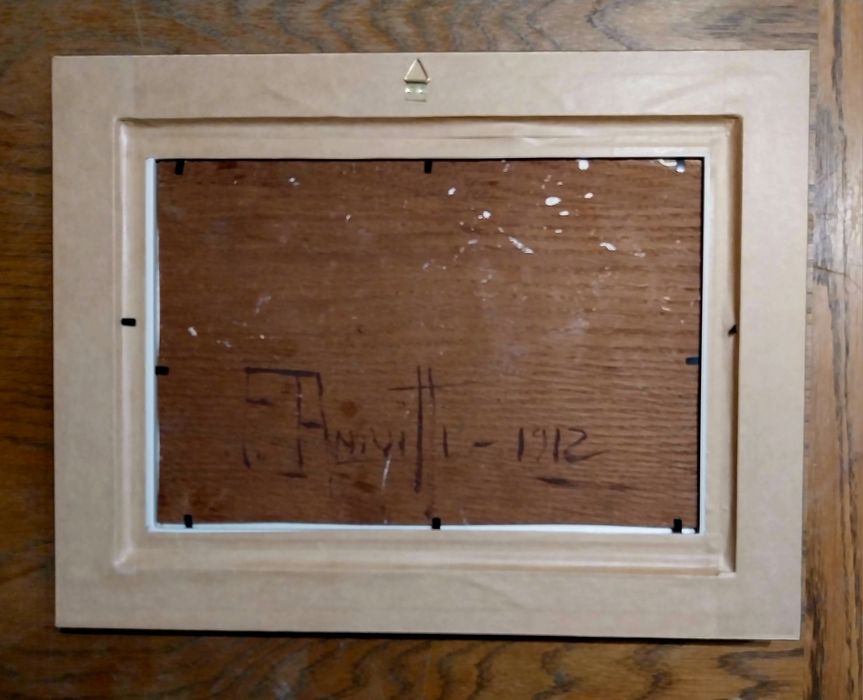 Pictură veche în ulei (datată pe spate 1912) / Semnata pe spate F Anivitti  – școala italiană