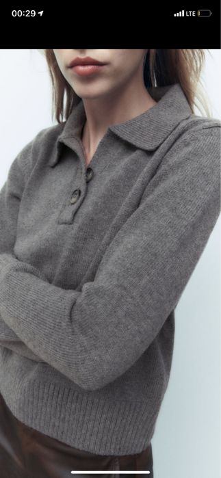 Поло серого цвета Zara, размер L