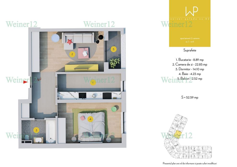 Apartament 2 Camere Weiner2Residence Mutare Imediata DirectDezvoltator