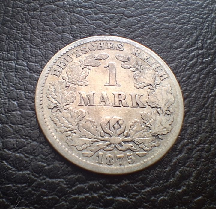 Стара сребърна монета 1 марка 1875 г..буква Е -Германска империя-доста стара