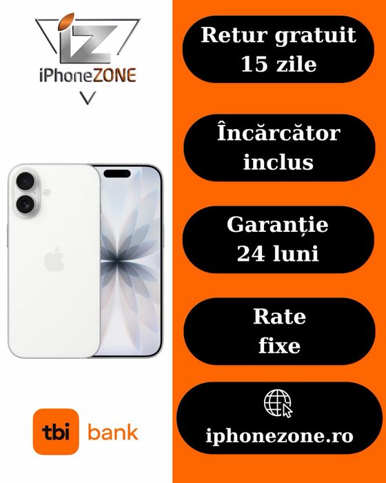 Iphone 16 128GB 100% Garantie Rate BuyBack - iphonezone.ro