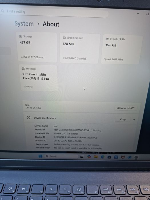 Laptop dell inspiron dc15250